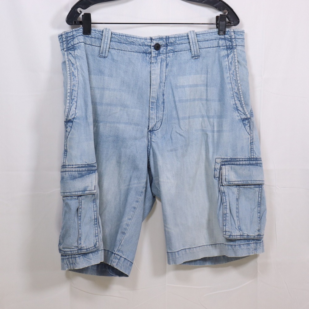 Roundtree & Yorke Cargo Shorts 38 Light Blue Mens Denim Utility Summer